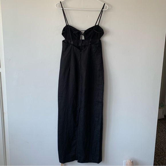 NWT Reformation Malibu Linen Bustier Open Tie Back Slit Maxi Dress - Picture 13 of 15